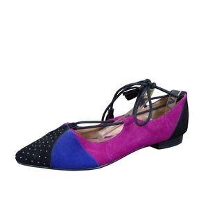 Mark. Colorblock Women Pointed Toe Flats Size 8 Evening Purple Blue Black Suede